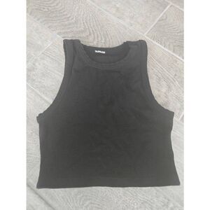Women's Talentless‎ Crop Tank Ribbed Black Size Small